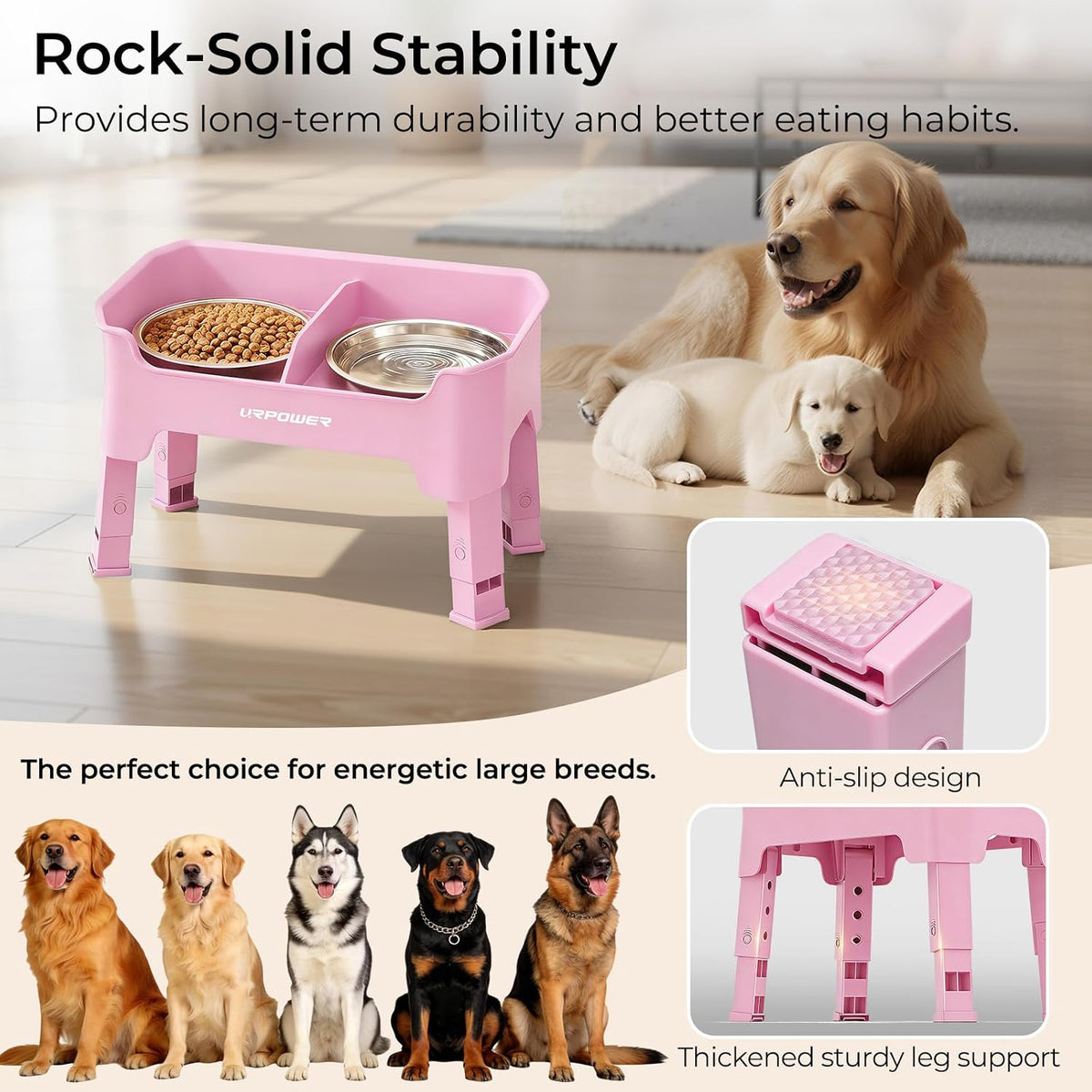 Mess Proof Elevated Dog Bowls, Splash Guard Raised Bowl Stand