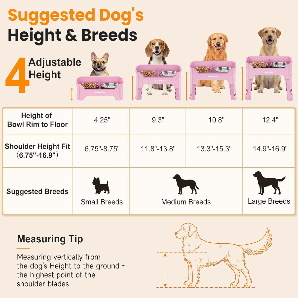 Mess Proof Elevated Dog Bowls, Splash Guard Raised Bowl Stand