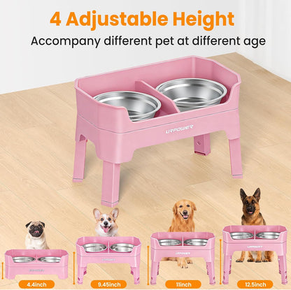 Mess Proof Elevated Dog Bowls, Splash Guard Raised Bowl Stand