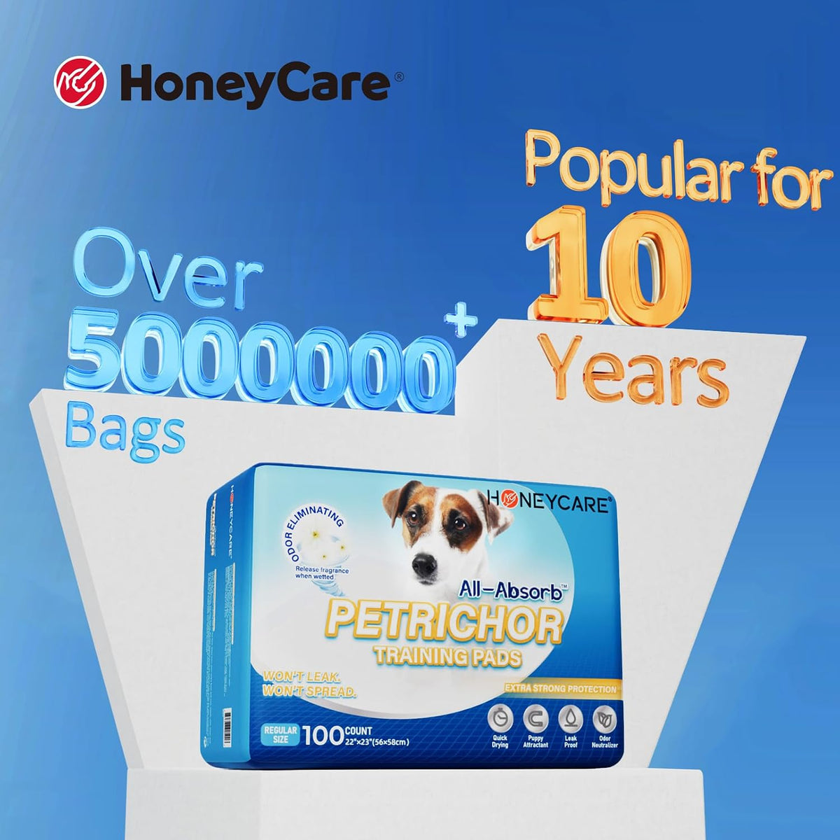 All-Absorb, X-Large 28" x 34", 40 Count, Dog and Puppy Training Pads, Ultra Absorbent and Odor Eliminating, Leak-Proof 5-Layer Potty Training Pads with Quick-Dry Surface, Blue