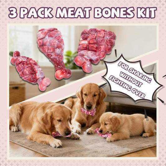 Indestructible Dog Toys for Aggressive Chewers 3 Pack, Tough Dog Chew Toys for Aggressive Chewers Medium and Large Breeds, Durable Dog Toy to Keep Them Busy, Beef Flavored