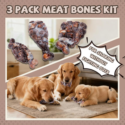Indestructible Dog Toys for Aggressive Chewers 3 Pack, Tough Dog Chew Toys for Aggressive Chewers Medium and Large Breeds, Durable Dog Toy to Keep Them Busy, Beef Flavored