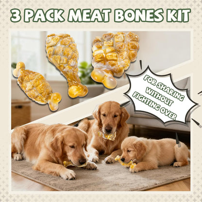 Indestructible Dog Toys for Aggressive Chewers 3 Pack, Tough Dog Chew Toys for Aggressive Chewers Medium and Large Breeds, Durable Dog Toy to Keep Them Busy, Beef Flavored