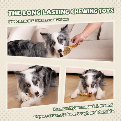 Indestructible Dog Toys for Aggressive Chewers 3 Pack, Tough Dog Chew Toys for Aggressive Chewers Medium and Large Breeds, Durable Dog Toy to Keep Them Busy, Beef Flavored