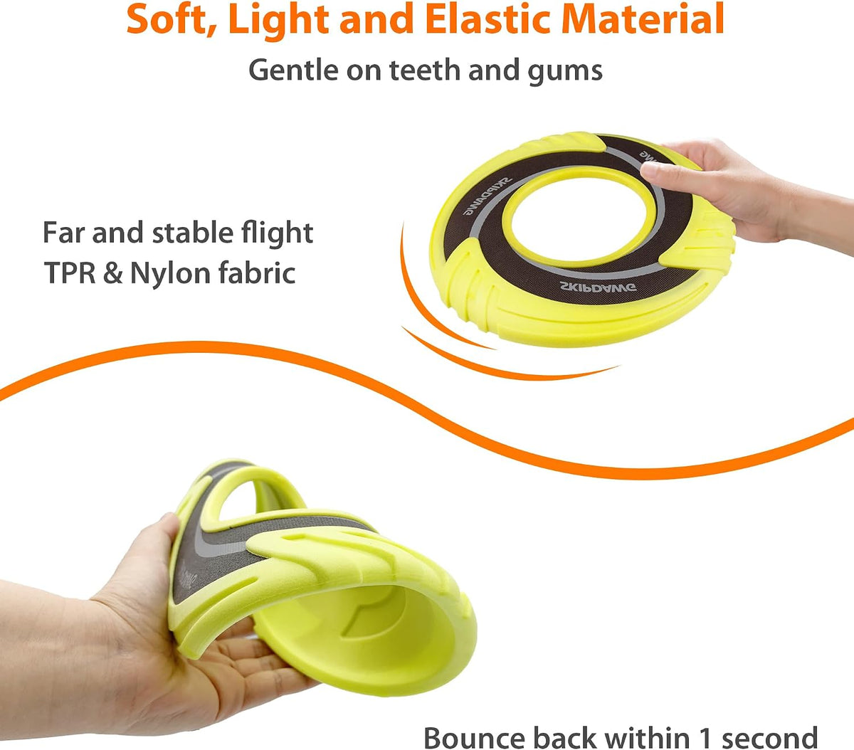 Interactive Tug Toy, Flying Disc Water Toy Non-Toxic Light TPR/Nylon Fabric, Pet Training and Outdoor Exercise Toys for Dogs, Diameter 9 Inches