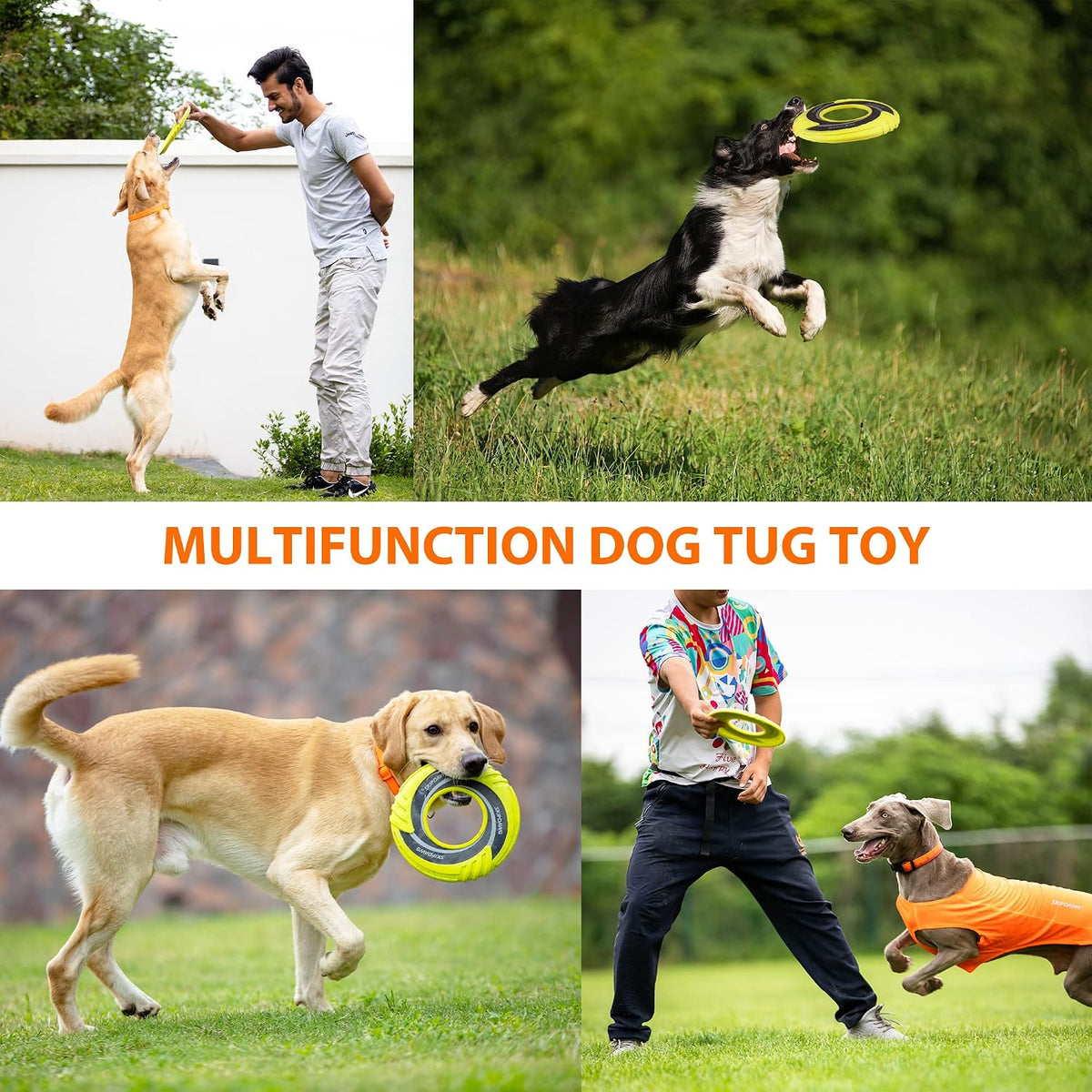 Interactive Tug Toy, Flying Disc Water Toy Non-Toxic Light TPR/Nylon Fabric, Pet Training and Outdoor Exercise Toys for Dogs, Diameter 9 Inches