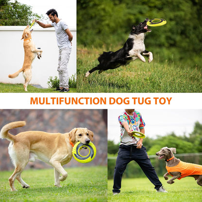 Interactive Tug Toy, Flying Disc Water Toy Non-Toxic Light TPR/Nylon Fabric, Pet Training and Outdoor Exercise Toys for Dogs, Diameter 9 Inches