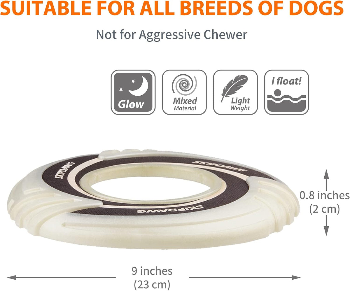 Interactive Tug Toy, Flying Disc Water Toy Non-Toxic Light TPR/Nylon Fabric, Pet Training and Outdoor Exercise Toys for Dogs, Diameter 9 Inches