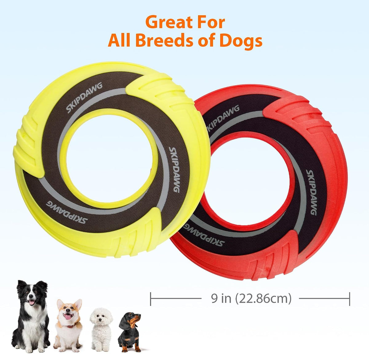 Interactive Tug Toy, Flying Disc Water Toy Non-Toxic Light TPR/Nylon Fabric, Pet Training and Outdoor Exercise Toys for Dogs, Diameter 9 Inches