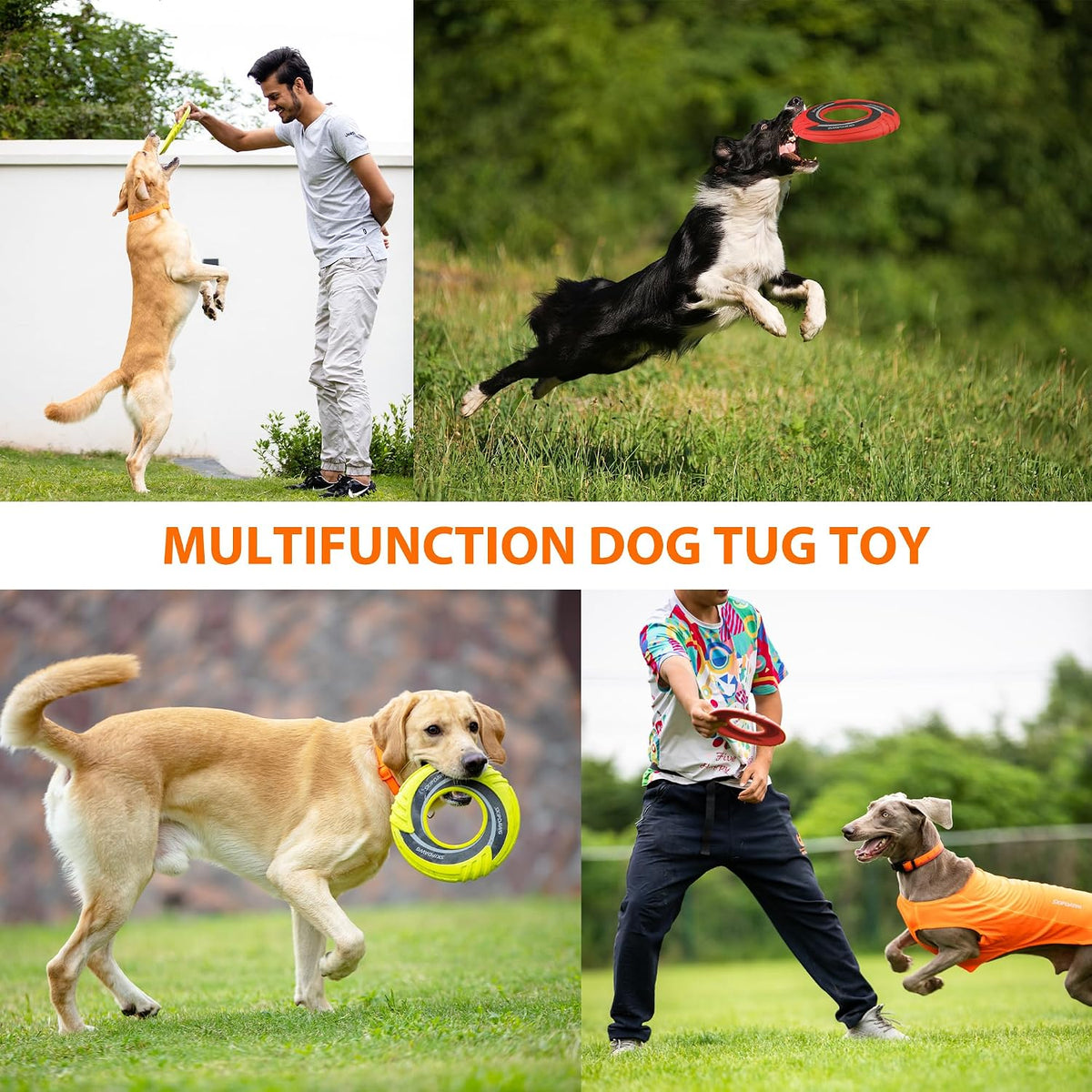 Interactive Tug Toy, Flying Disc Water Toy Non-Toxic Light TPR/Nylon Fabric, Pet Training and Outdoor Exercise Toys for Dogs, Diameter 9 Inches