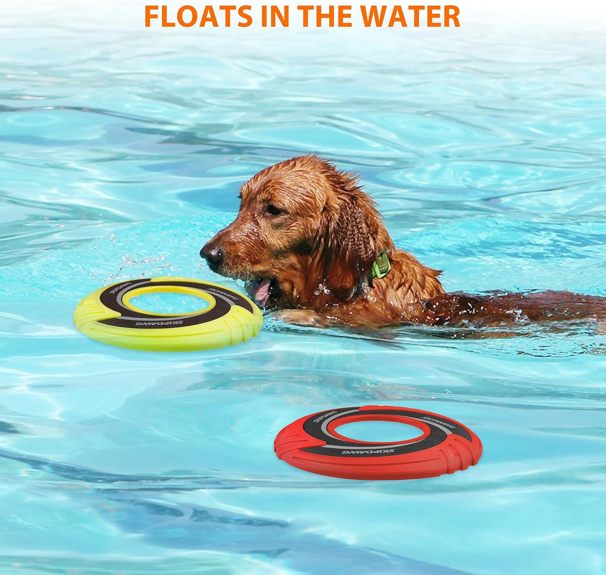Interactive Tug Toy, Flying Disc Water Toy Non-Toxic Light TPR/Nylon Fabric, Pet Training and Outdoor Exercise Toys for Dogs, Diameter 9 Inches