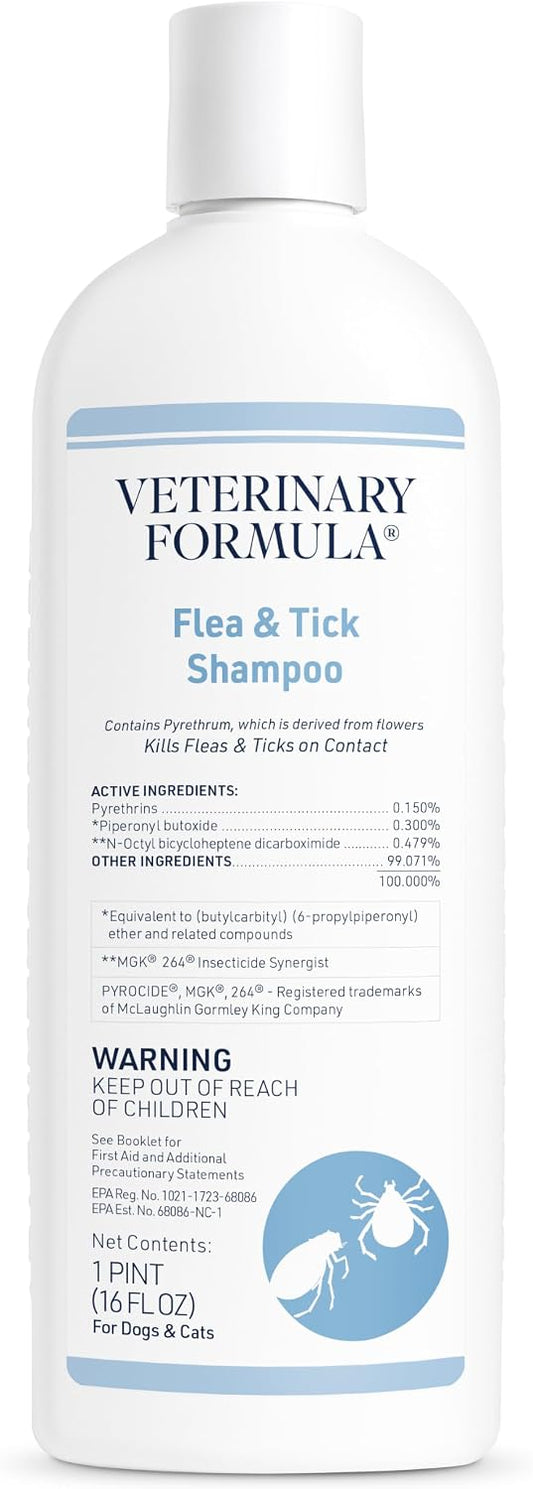 Flea and Tick Shampoo for Dogs and Cats, 16 oz
