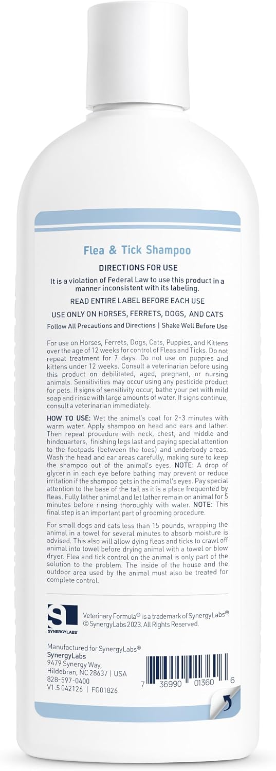 Flea and Tick Shampoo for Dogs and Cats, 16 oz