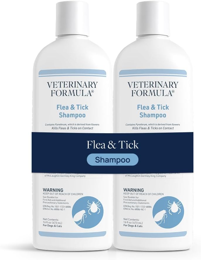 Flea and Tick Shampoo for Dogs and Cats, 16 oz