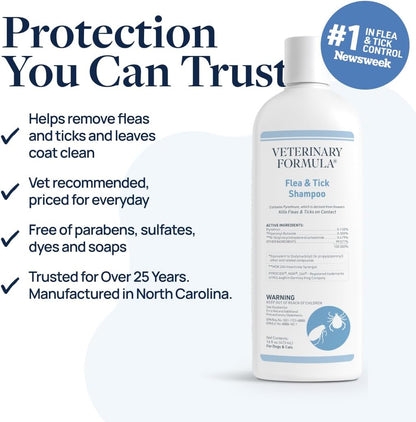 Flea and Tick Shampoo for Dogs and Cats, 16 oz
