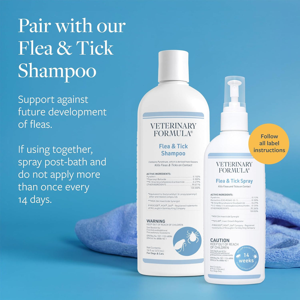 Flea and Tick Shampoo for Dogs and Cats, 16 oz