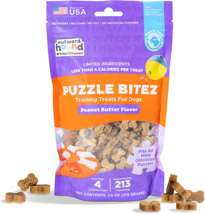 Nina Ottosson Puzzle Bitez Dog Treats, Peanut Butter, 7.5 oz