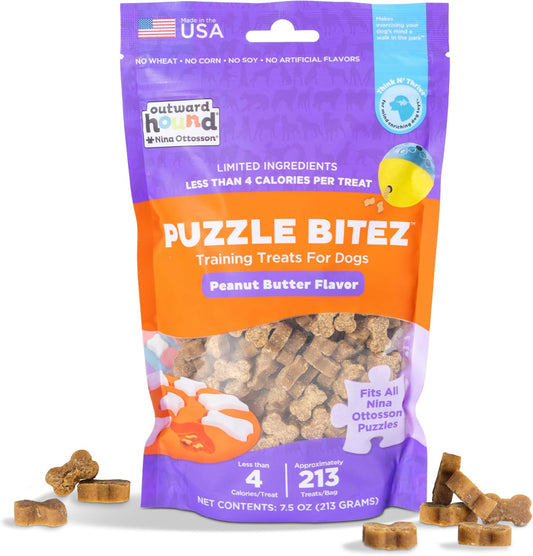 Nina Ottosson Puzzle Bitez Dog Treats, Peanut Butter, 7.5 oz
