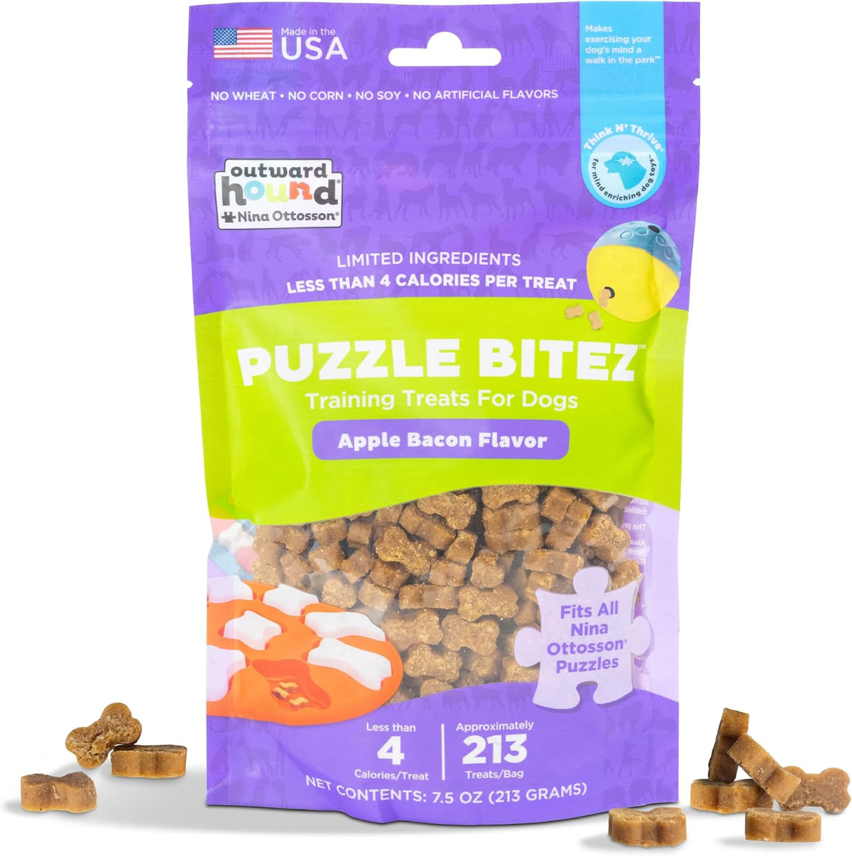 Nina Ottosson Puzzle Bitez Dog Treats, Peanut Butter, 7.5 oz