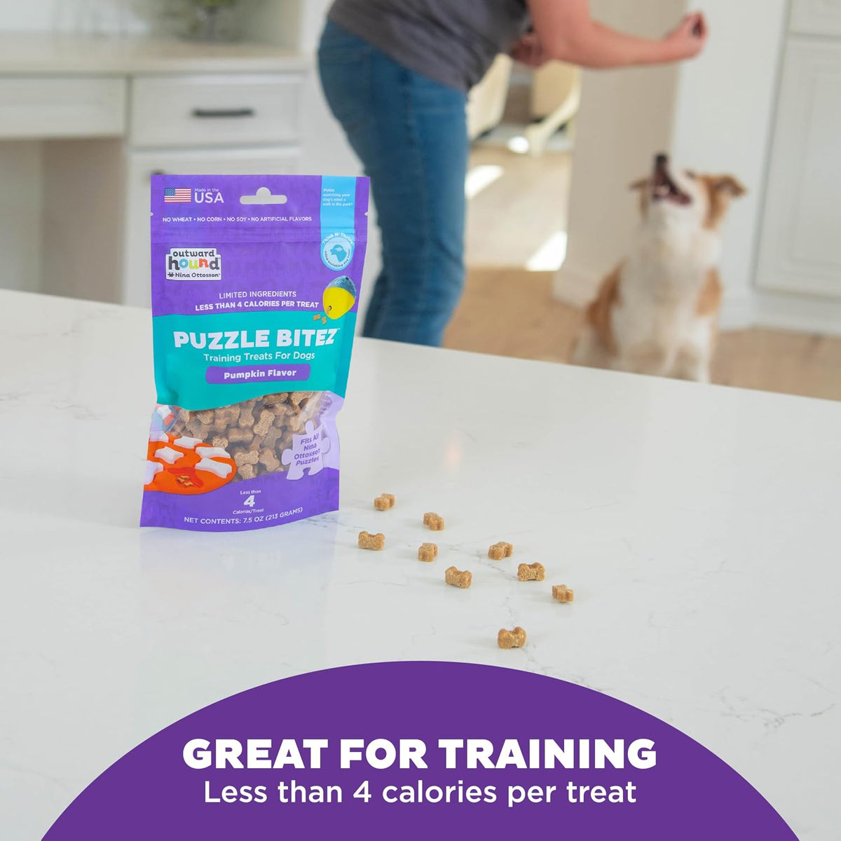 Nina Ottosson Puzzle Bitez Dog Treats, Peanut Butter, 7.5 oz