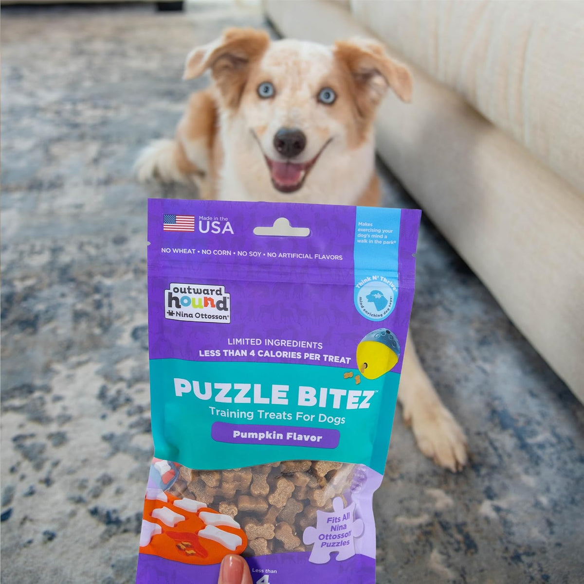 Nina Ottosson Puzzle Bitez Dog Treats, Peanut Butter, 7.5 oz