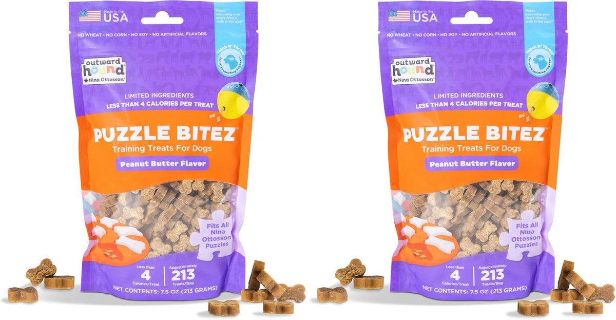 Nina Ottosson Puzzle Bitez Dog Treats, Peanut Butter, 7.5 oz