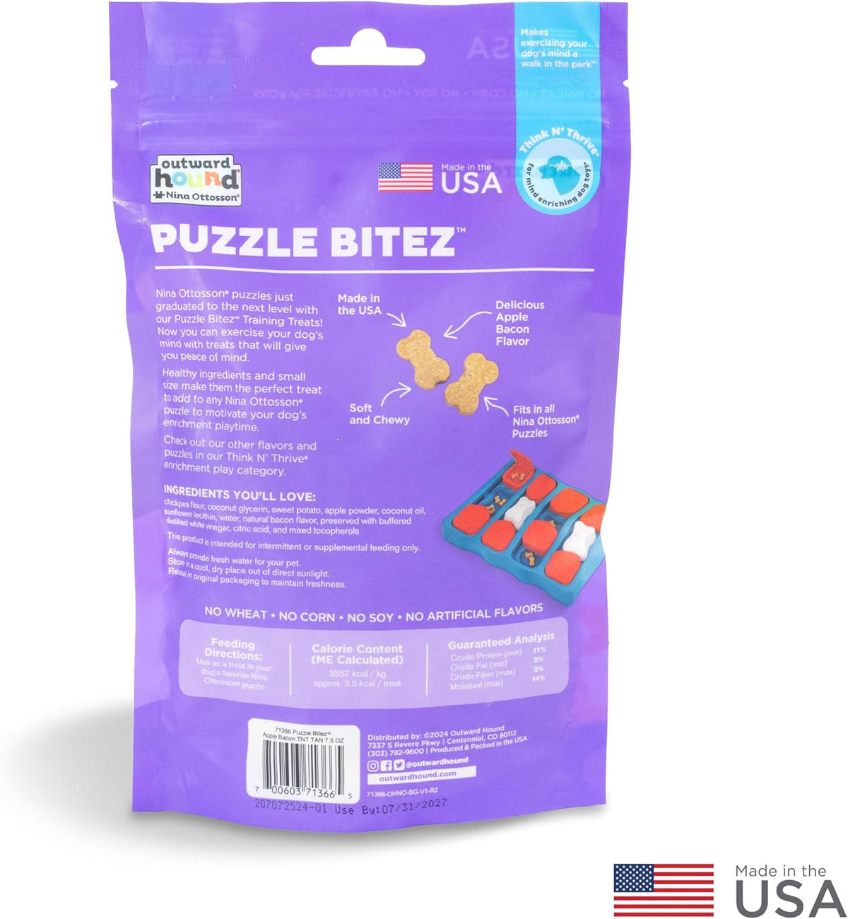 Nina Ottosson Puzzle Bitez Dog Treats, Peanut Butter, 7.5 oz