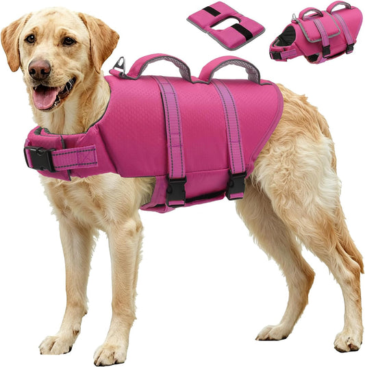 Dog Life Vest for Swimming, Dog Life Jacket with 2 Rescue Handles
