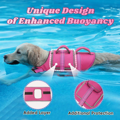 Dog Life Vest for Swimming, Dog Life Jacket with 2 Rescue Handles