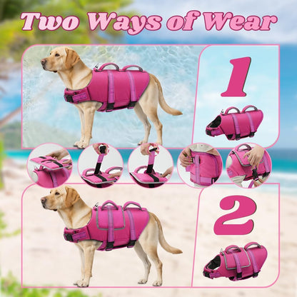Dog Life Vest for Swimming, Dog Life Jacket with 2 Rescue Handles
