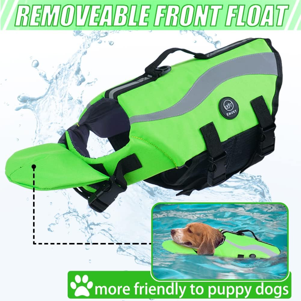 Dog Life Vest for Swimming, Dog Life Jacket with 2 Rescue Handles