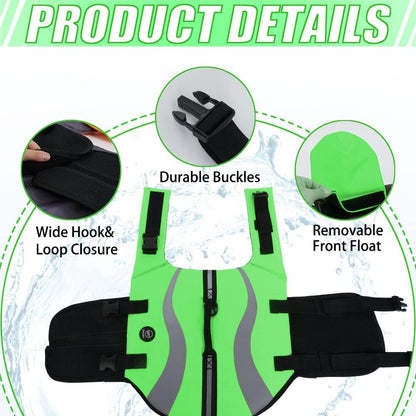 Dog Life Vest for Swimming, Dog Life Jacket with 2 Rescue Handles