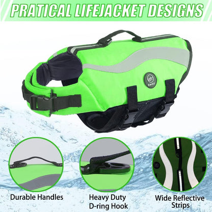 Dog Life Vest for Swimming, Dog Life Jacket with 2 Rescue Handles