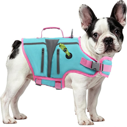 Dog Life Vest for Swimming, Dog Life Jacket with 2 Rescue Handles