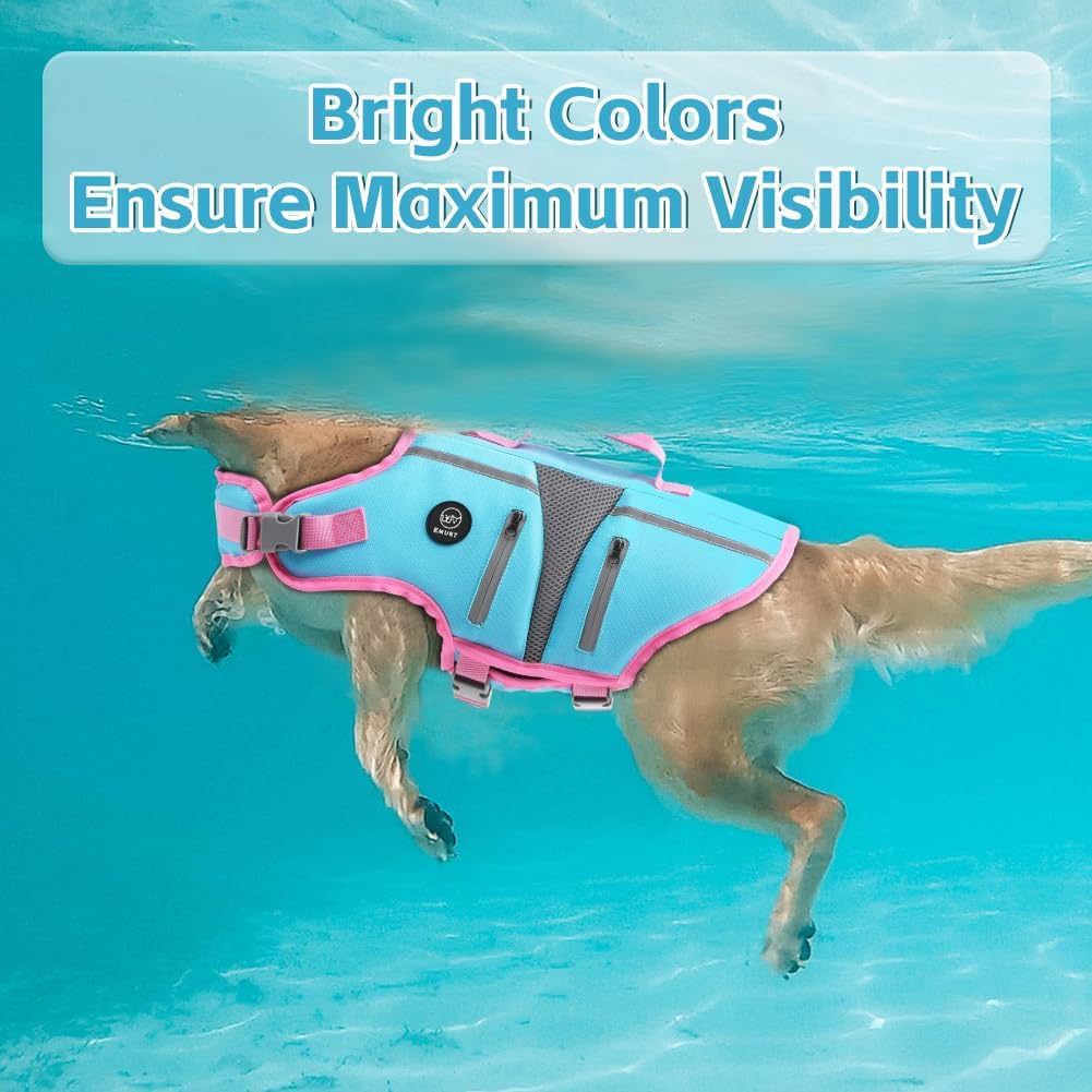Dog Life Vest for Swimming, Dog Life Jacket with 2 Rescue Handles