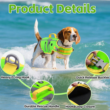 Dog Life Vest for Swimming, Dog Life Jacket with 2 Rescue Handles