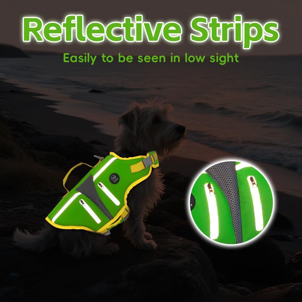 Dog Life Vest for Swimming, Dog Life Jacket with 2 Rescue Handles