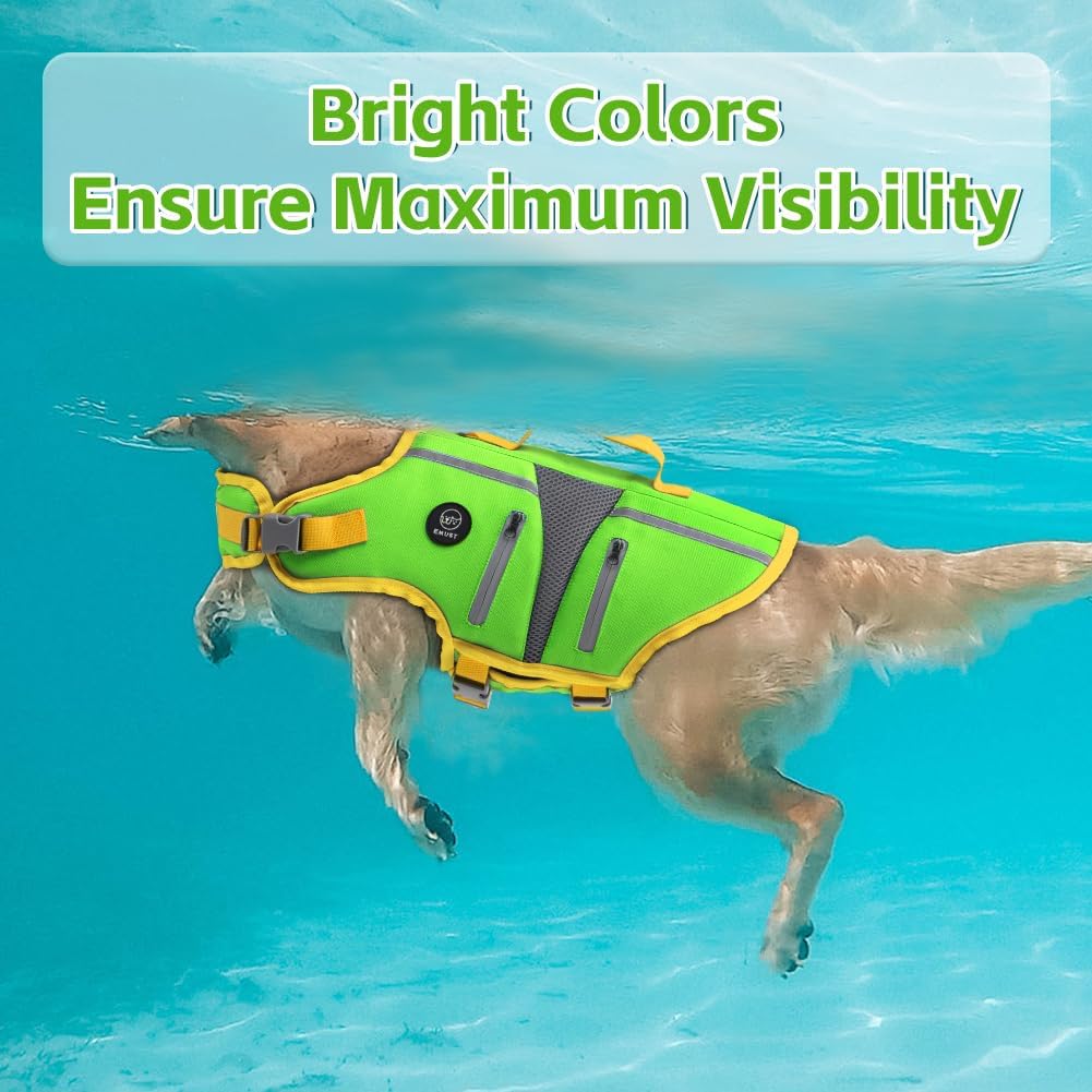 Dog Life Vest for Swimming, Dog Life Jacket with 2 Rescue Handles