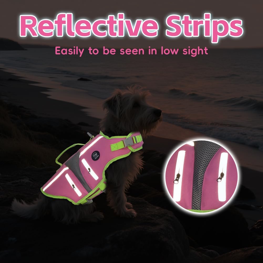 Dog Life Vest for Swimming, Dog Life Jacket with 2 Rescue Handles
