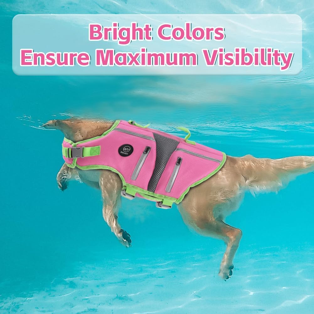 Dog Life Vest for Swimming, Dog Life Jacket with 2 Rescue Handles