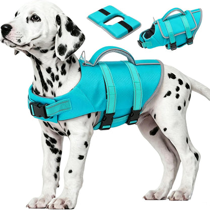 Dog Life Vest for Swimming, Dog Life Jacket with 2 Rescue Handles