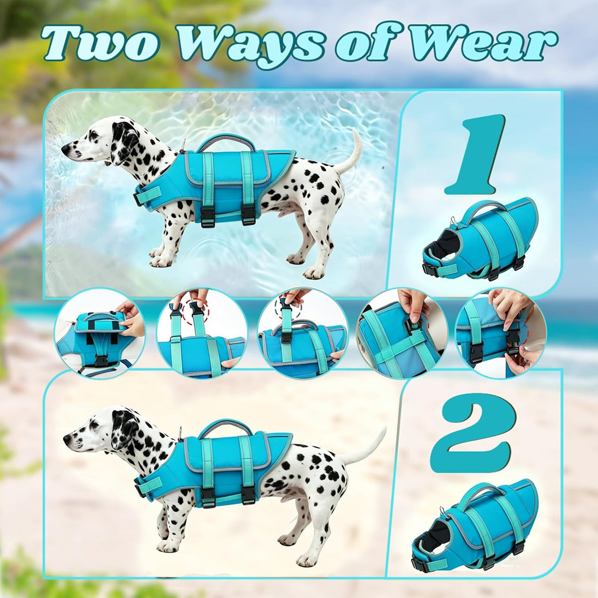 Dog Life Vest for Swimming, Dog Life Jacket with 2 Rescue Handles