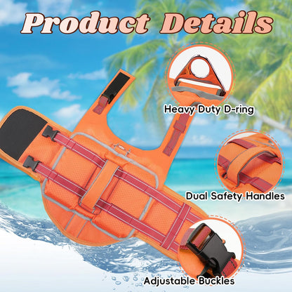 Dog Life Vest for Swimming, Dog Life Jacket with 2 Rescue Handles