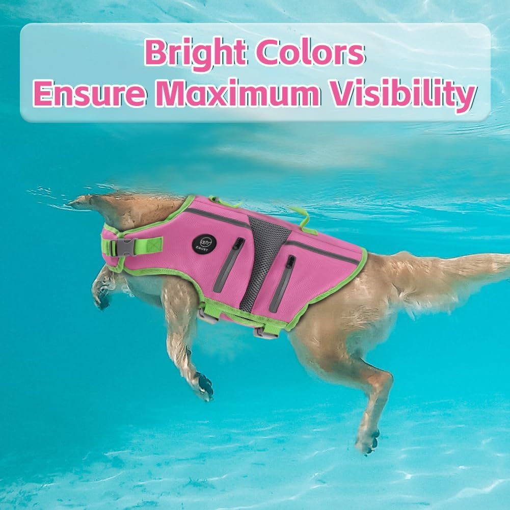 Dog Life Vest for Swimming, Dog Life Jacket with 2 Rescue Handles
