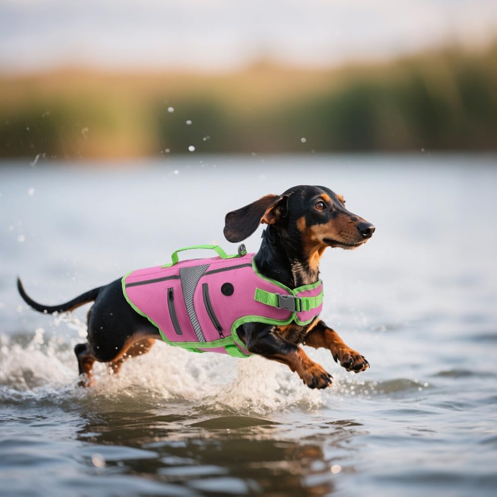 Dog Life Vest for Swimming, Dog Life Jacket with 2 Rescue Handles