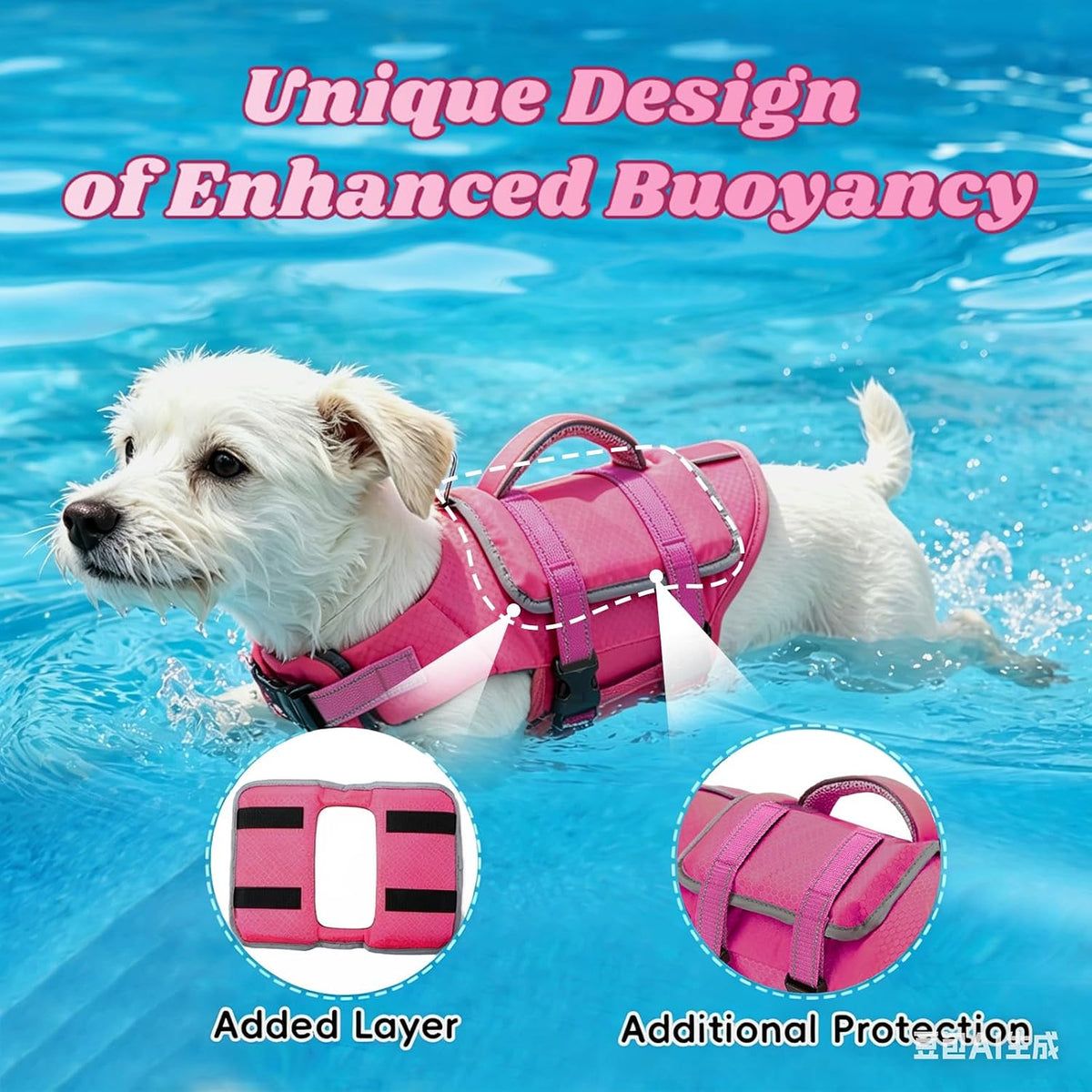 Dog Life Vest for Swimming, Dog Life Jacket with 2 Rescue Handles
