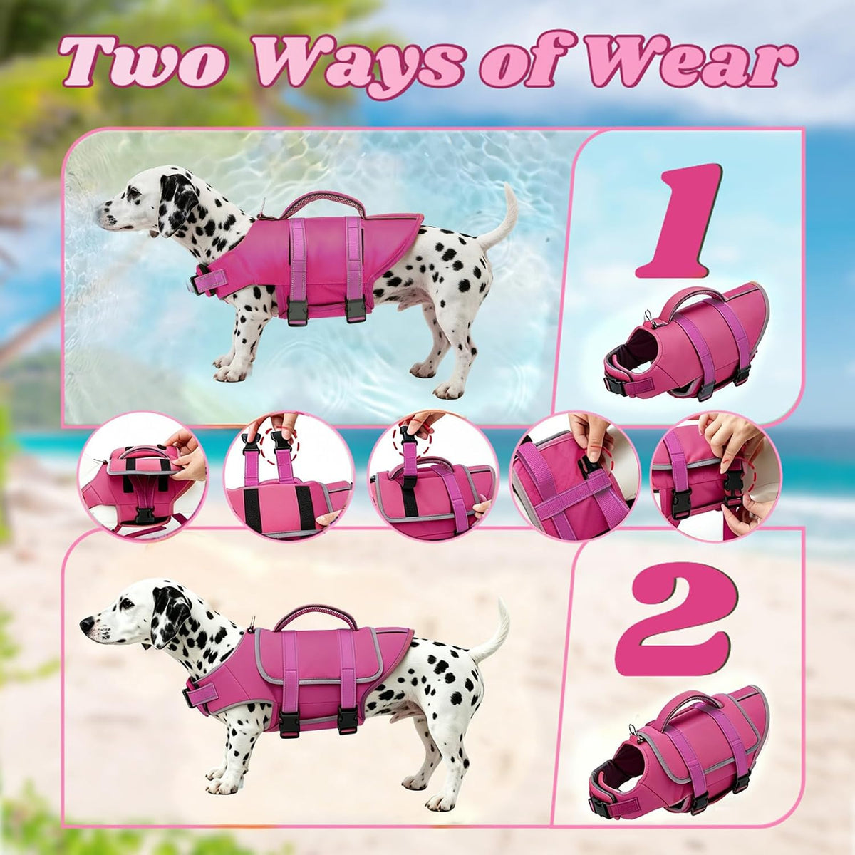 Dog Life Vest for Swimming, Dog Life Jacket with 2 Rescue Handles