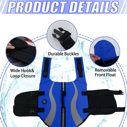 Dog Life Vest for Swimming, Dog Life Jacket with 2 Rescue Handles