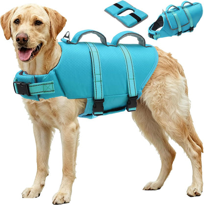 Dog Life Vest for Swimming, Dog Life Jacket with 2 Rescue Handles