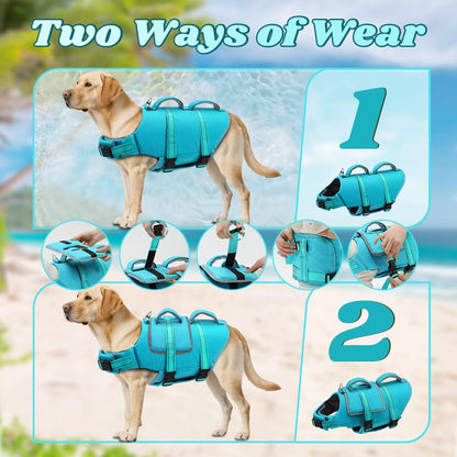 Dog Life Vest for Swimming, Dog Life Jacket with 2 Rescue Handles